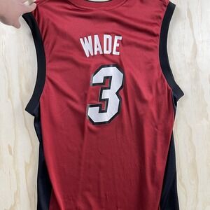 Miami Heat Jersey Mens Large Red NBA Basketball Reebok Dwyane Wade 3 Mesh